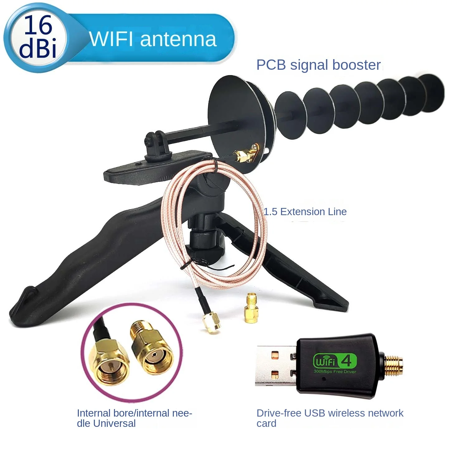 16dBi 2.4GHz WIFI directional antenna laptop desktop computer USB wireless network card signal amplifier