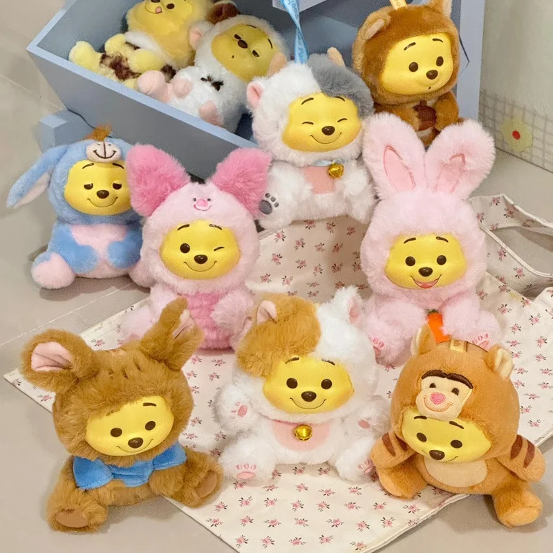 

Genuine Disney Pooh Bear Pendant Naughty Party Series Blind Box Cute Plush Vinyl Model Festivel Ornament Anniversary Gift Toys
