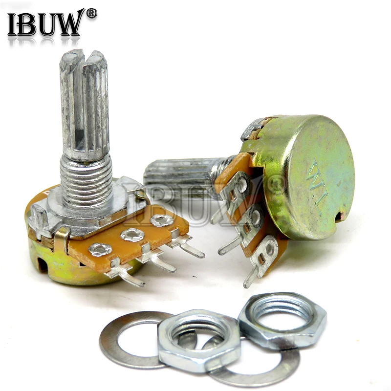 5pcs WH148 B1K B2K B5K B10K B20K B50K B100K B500K 3Pin 20mm Shaft Amplifier Dual Stereo Potentiometer 1K 2K 5K 10K 50K 100K 500K