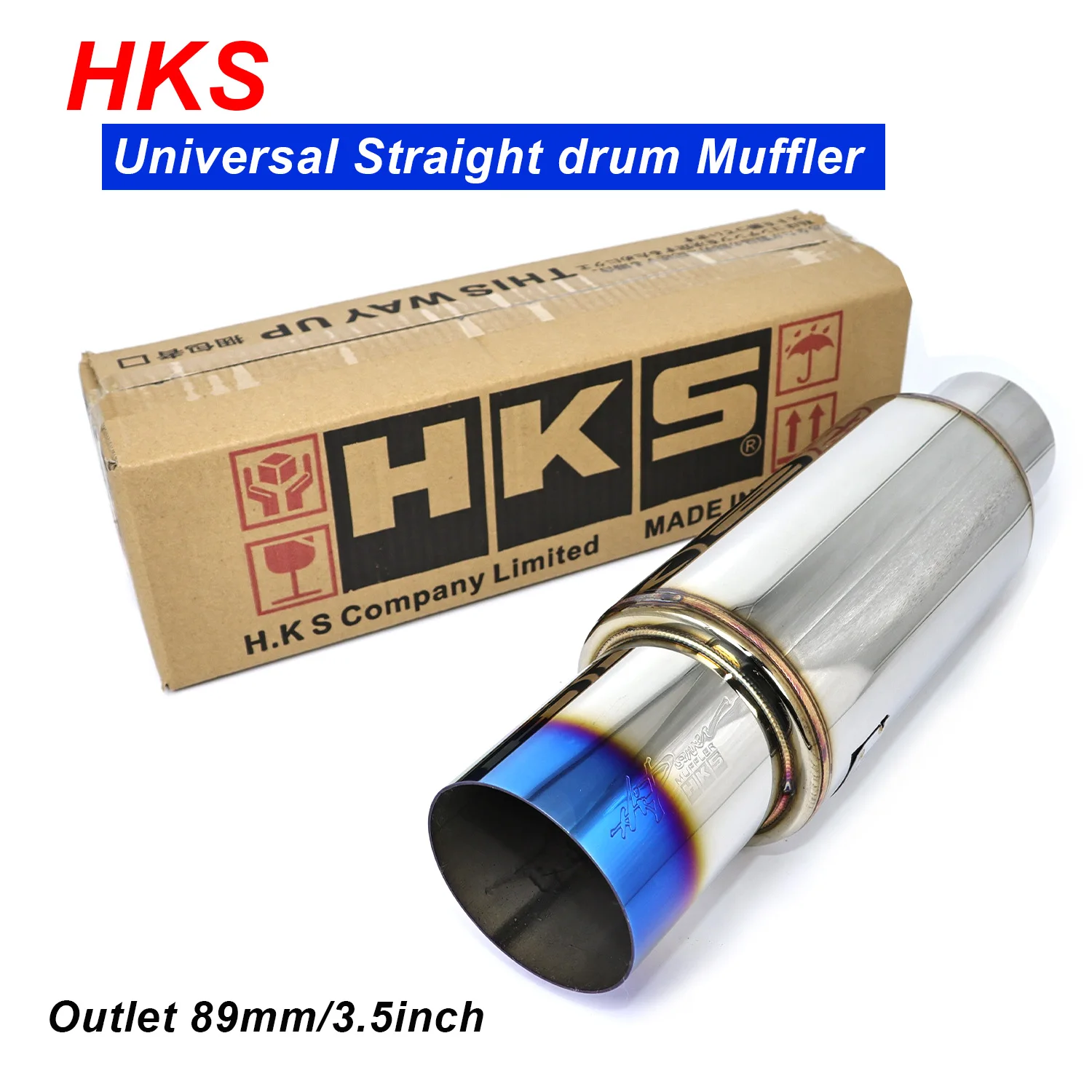 

Универсальный прямой глушитель HKS 89 мм/3,5 дюйма, выхлопная труба из нержавеющей стали, японский стиль, тюнинг для автомобилей, JDM