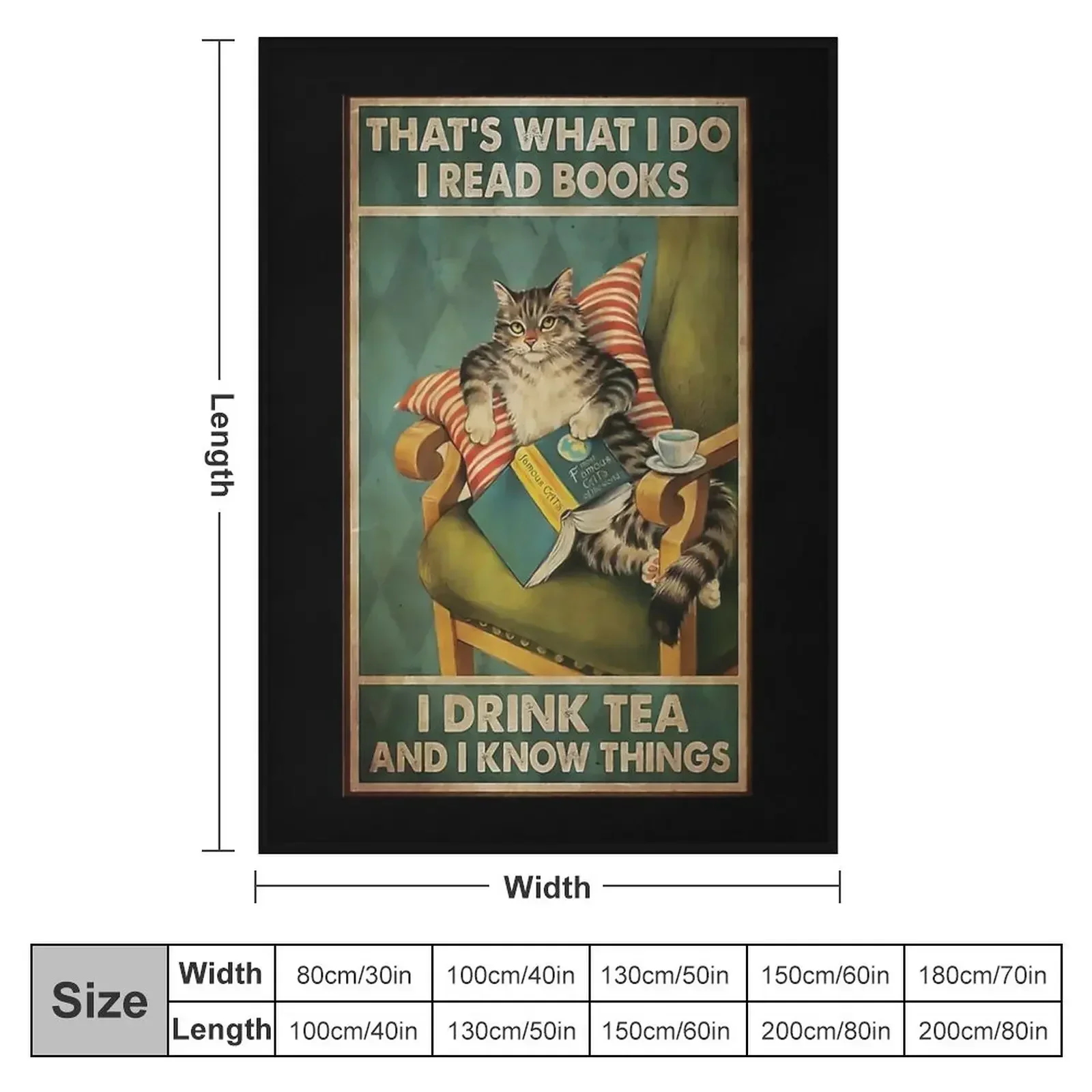 That's What I Do I Read Books i drink tea and know things cat lover gifts Throw Blanket Plush Furrys anime Blankets
