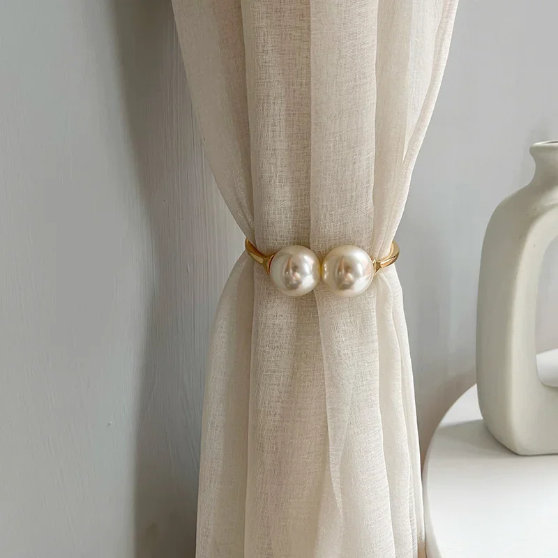 Curtain Decorative Strap Metal Pearl Curtain Buckle  Decoration Accessories Modern Tiebacks For Curtains