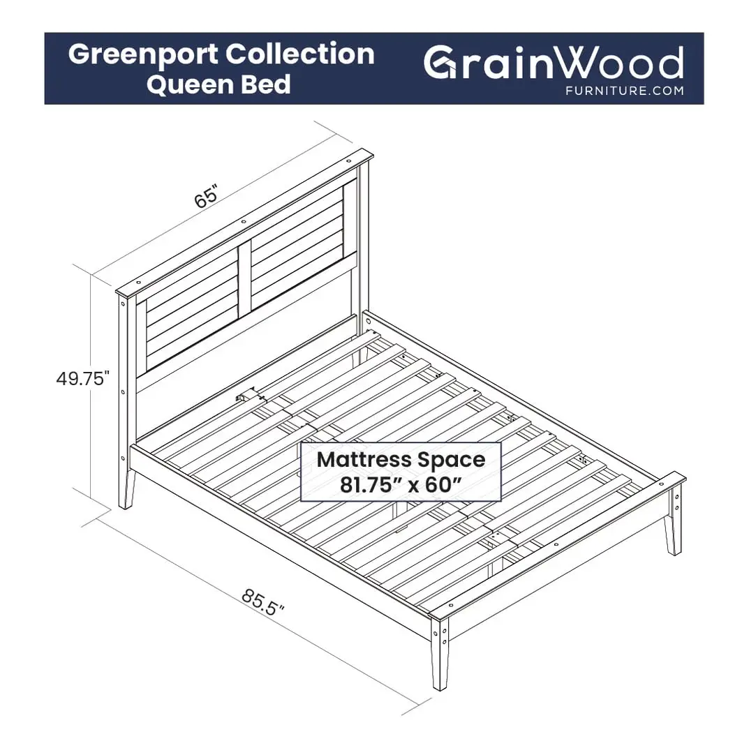 Solid Wood Platform Bed Queen Size Brushed Hickory Finish Bedroom Furniture, Customized