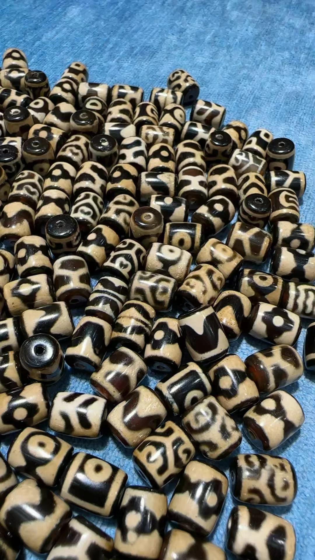 124pcs/lot 9*12mm Ivory Color Different Patterns Natural Agate Ji Powerful Amulet Collectible DIY Beads for Jewelry