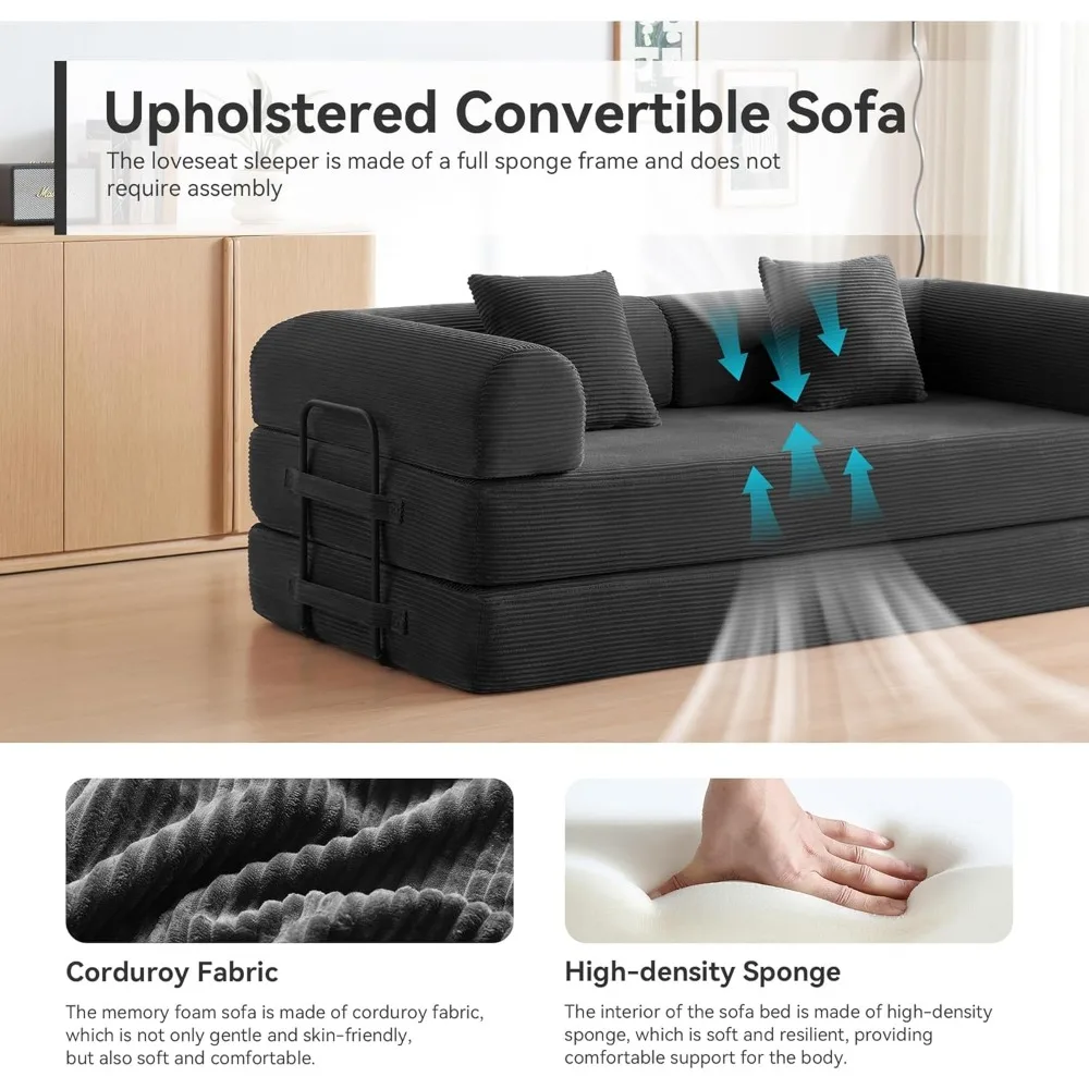 أريكة حديثة ذات 3 مقاعد للمساحات الصغيرة مع مقاعد عميقة ومساند للذراعين واسعة وأرجل خشبية