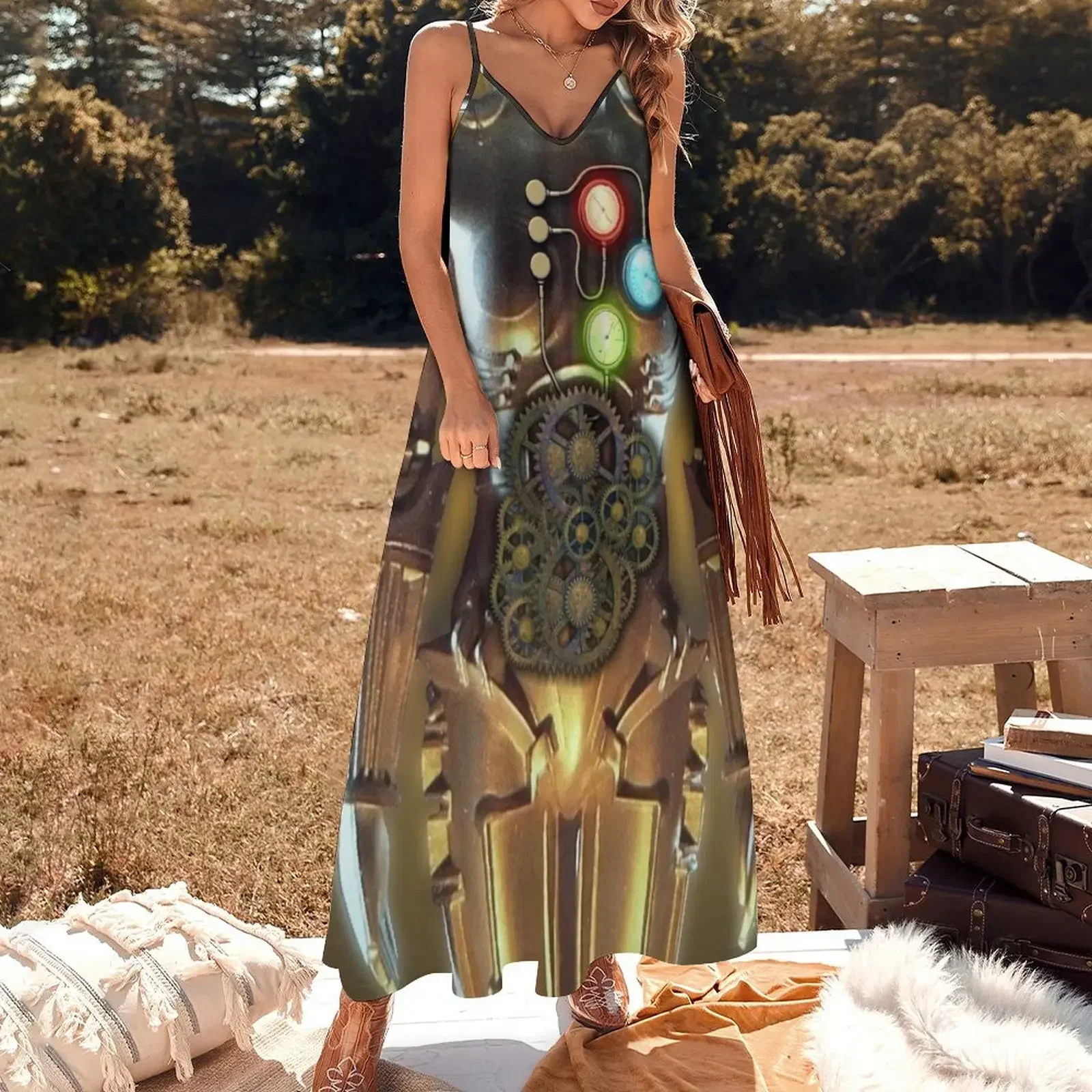 steampunk cyborg body Sleeveless Dress women's clothing trend 2024 women dresses Dress