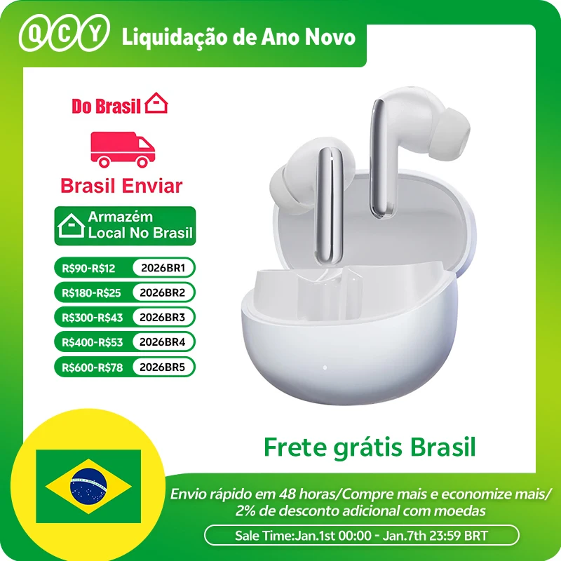 QCY-MeloBuds Pro ANC Fones de ouvido sem fio, Hi-Res, LDAC, Fones de ouvido Bluetooth 5.3, Conexão multiponto, detecção intra-auricular, 46dB, 6 Mic