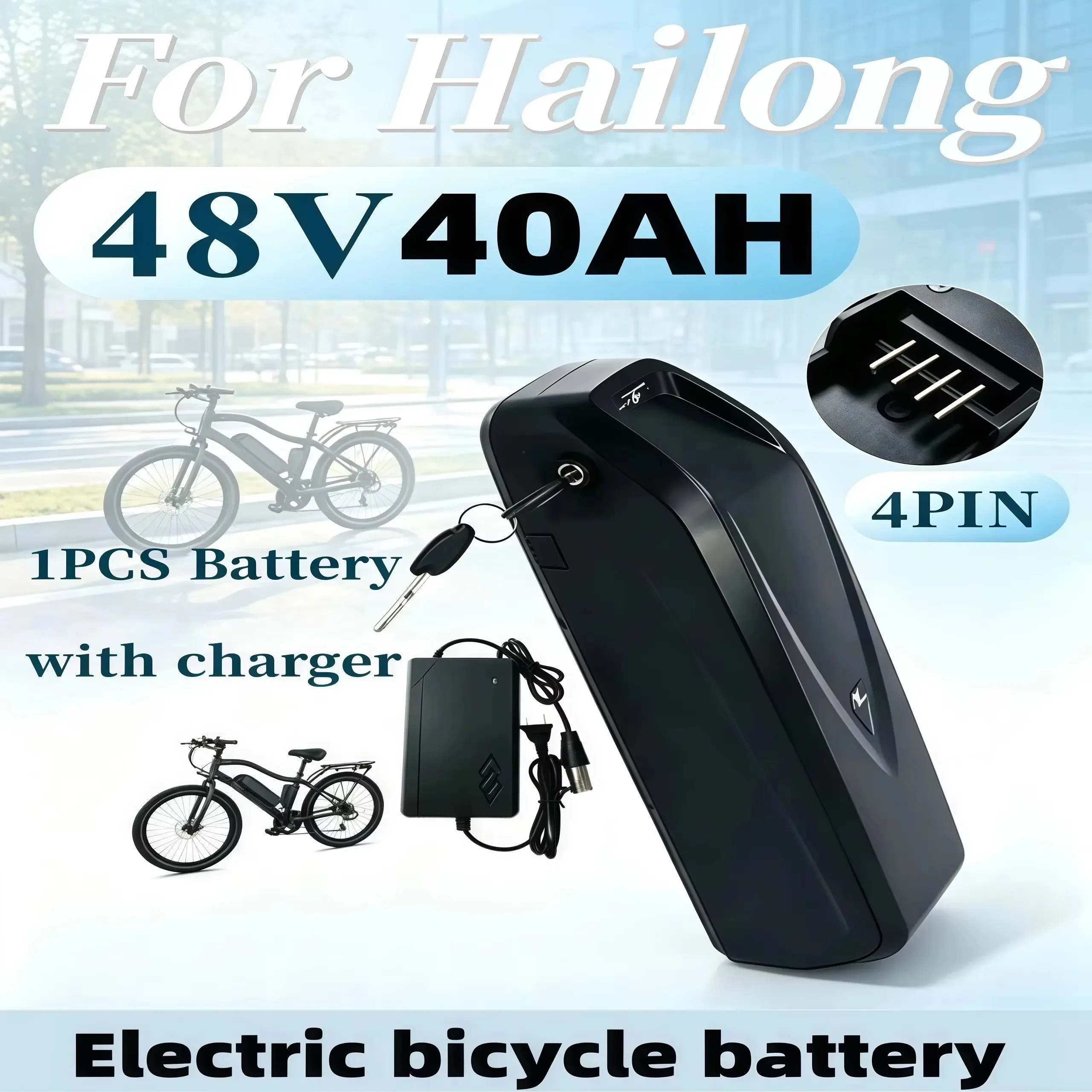 NUOVA batteria al litio Hailong da 48V 40000mAh per tubo inferiore, con BMS integrato da 30A/40A, batteria ricaricabile per e-bike, lunga durata per motori di bici elettriche da 250W, 500W, 1000W,