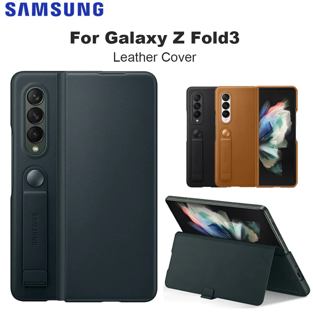 

Original For SAMSUNG Galaxy Z Fold3 Leather Cover Official Case For Samsung Galaxy Z Fold 3 5G Leather Flip Cover