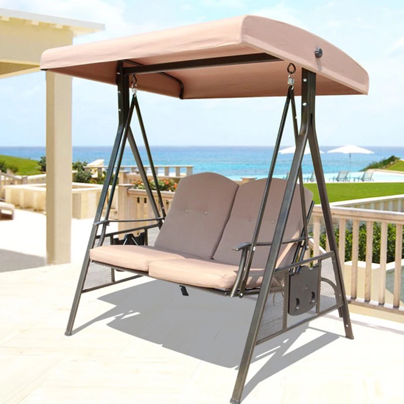 

Металлические качели для патио с двойным сиденьем и подлокотниками на открытом воздухе