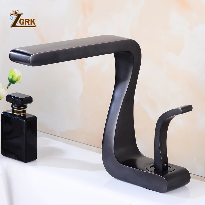 Luxury Black Gold Bathroom Mixer Tap Brass Wash Basin Faucet Hot and Cold Water Sink Fashion Faucet Single Hole Faucet Bathroom