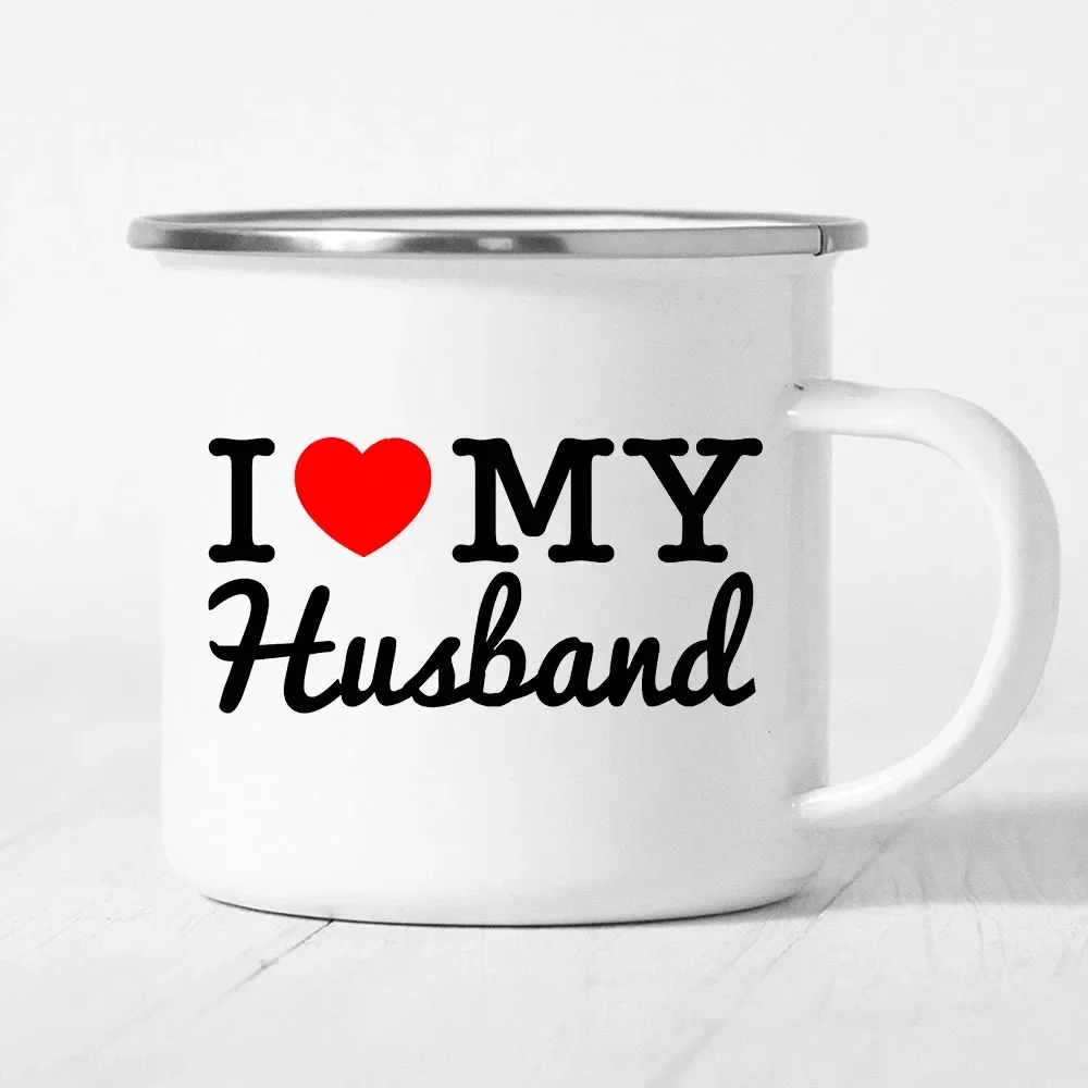 I Love My Wife/man Liefhebbers Creatieve Emaille Ontbijt Melk Mokken met Handvat Party Wijn Bier Sap Drink Cups Valentijnsdag geschenk