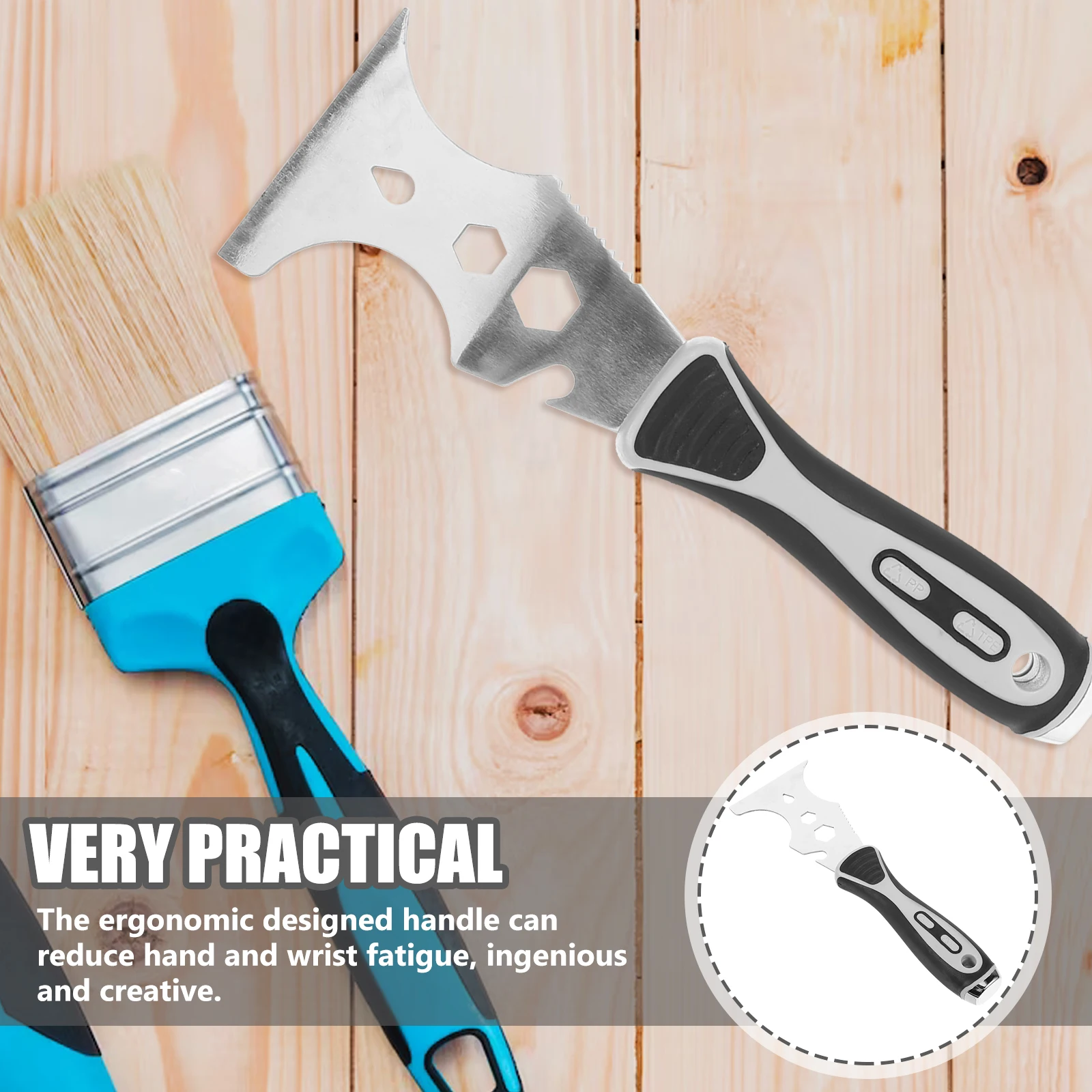 Raspador de limpieza multifuncional con mango largo para el hogar, oficina, azulejos, vidrio, suelo de madera, herramienta portátil de eliminación de pintura cerámica