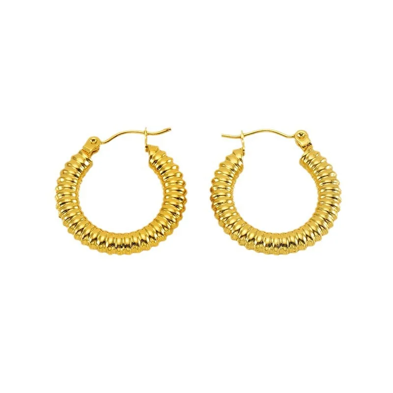 Fashion Titanium Steel Geometric Earrings 18K Gold Plated Hoop Earrings for Women Paryt Wedding Jewelry Wholesale