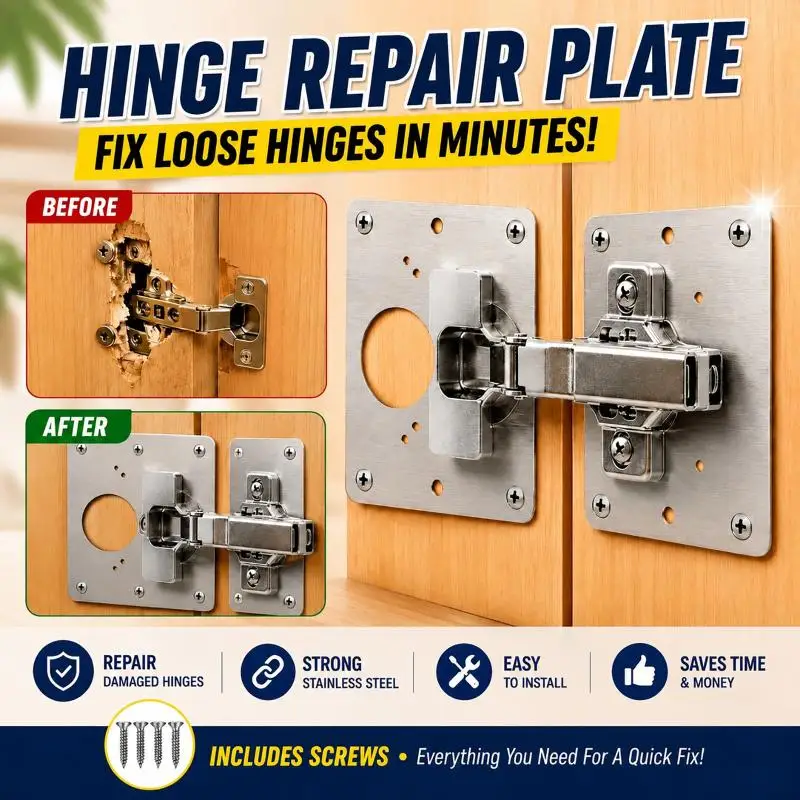 Stainless Steel Cabinet Hinge Repair Brackets Plates Corrosion Resistant Easy Mount for Cupboard Wardrobe Furniture Repair