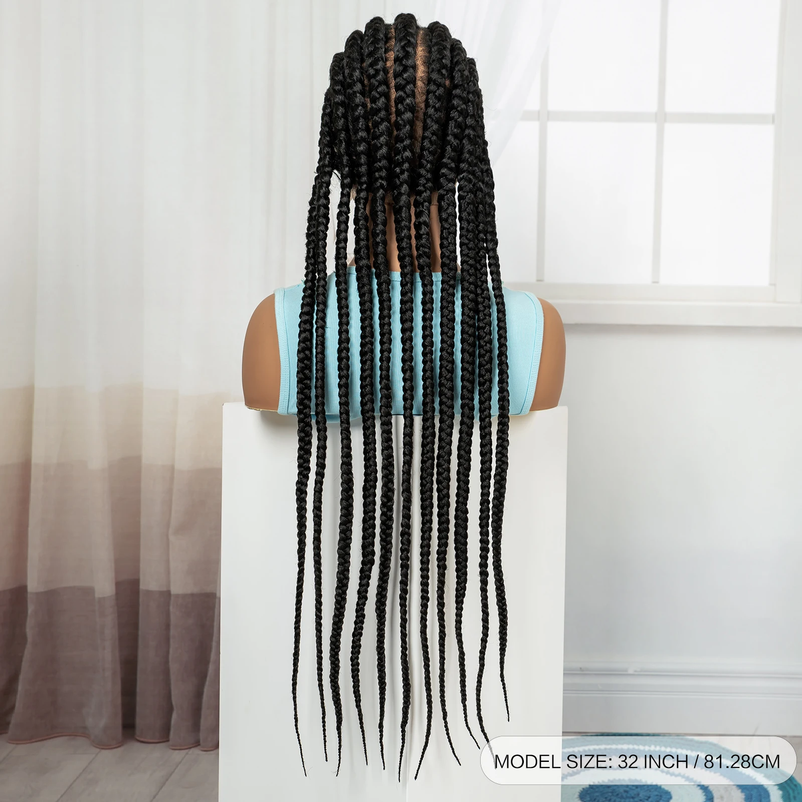 32In Full Lace Cornrow Braided Wigs Synthetic Braiding Hair Wigs Knotless Lace Frontal Braids Wig with Baby Hair for Black Women