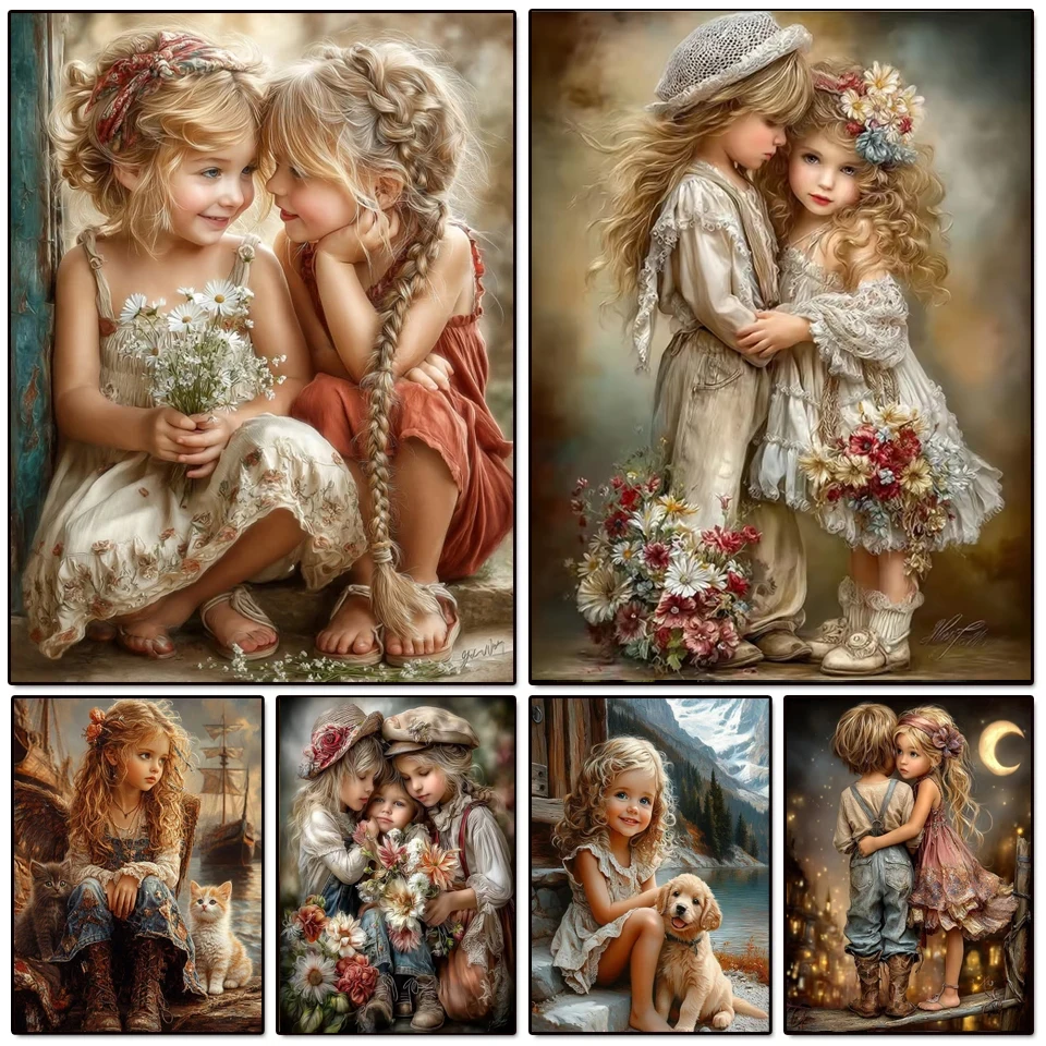 

Diamond Painting New Arrival Girl Sisters Diamond Mosaic Pet Cats and Dogs Embroidery DIY Picture Cross Stitch Craft Kit Gift