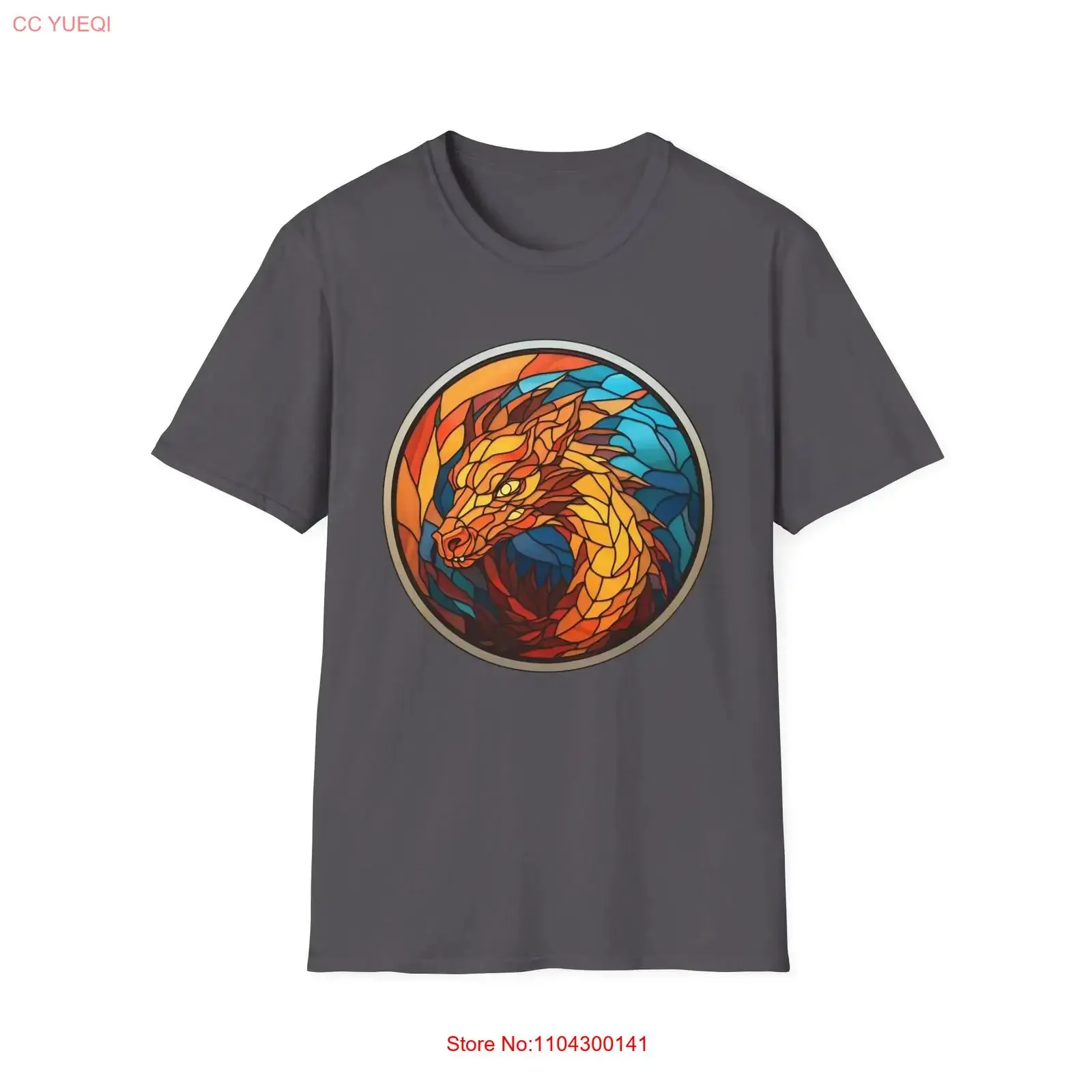 Stained Glass Dragon T Shirt Fantasy Apparel Unique vintage Washed Stretched graphic streetwear Top For Everyday Wear Stylish