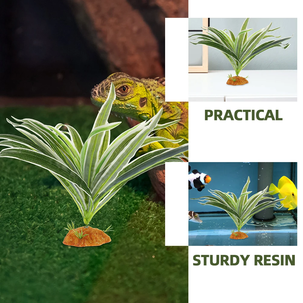 

2pcs Decorative Plants Reptile Terrarium Artificial Lifelike Simulation Resin Plastic Safe Climbing Lizard Fish Tank Aquarium