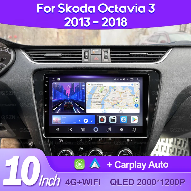 QSZN For Skoda Octavia 3 A7 2013 - 2018 Car Radio Android 13 Multimedia Video Player AI Voice CarPlay Auto Head Unit 4G WiFi GPS