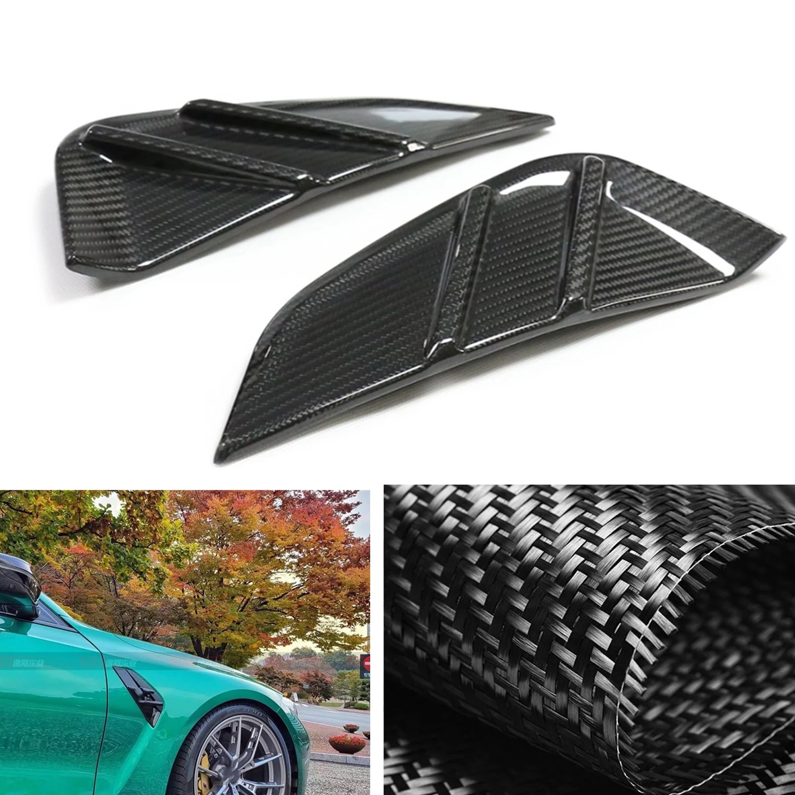 Side Fender Air Vent Trim For BMW G80 M3 2021-2025 Sedan 4 Door Carbon Fiber Intake Duct Cover Outlet Flow Splitter Canards