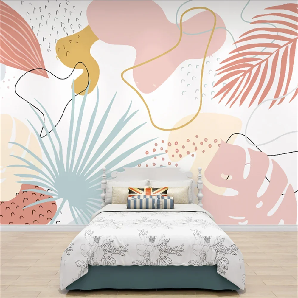 custom Leaves Wallpaper Mural TV Background mural wallpapers for living Room 3D Wall Leaf Sticker 3D home Decor house decoration