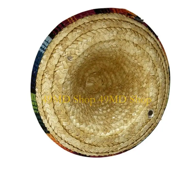 Sombrero paja tejido transpirable 49MD para niños, accesorio vestir para fiesta en playa
