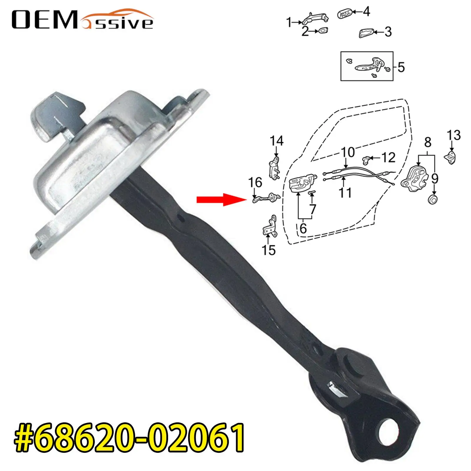 

Ремешок для проверки передней левой двери 68620-02061 для Toyota Corolla Matrix Prius 2003 2004 2005 2006 2007 2008-09, автомобильные аксессуары