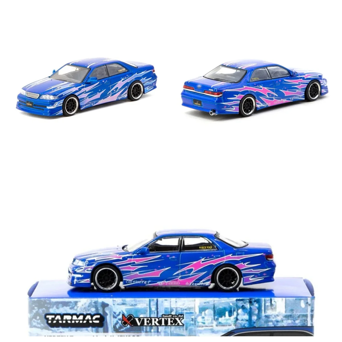 Tarmac Works 1:64 Vertex Mark II JZX100 Blue Special Edition T64G-024-BL Diecast Model Car Collection Limited Edition Alloy