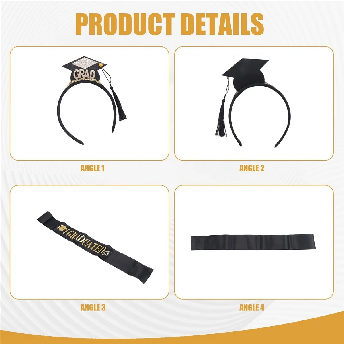 【A03R】 1Set Grad Cap Headband Graduated Satin Sash 2024 Graduation Party Decoration Supplies Photo Props Mini Bachelor Hat