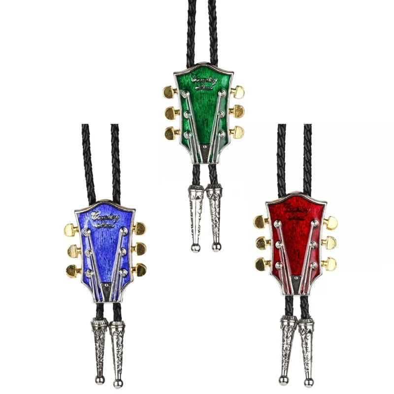 หัวกีตาร์จี้ Bolo Tie สร้อยคอสร้อยคอคาวบอยเสื้อกันหนาวโลหะเนคไท Dropsale