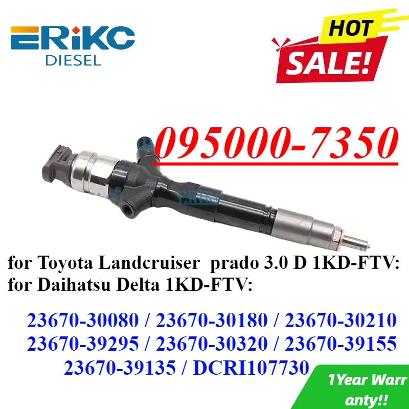 095000-7350 Diesel Injector 23670-30080 Auto Fuel Pump Nozzle 23670-30180 for Toyota Landcruiser Prado 3.0 D 1KD-FTV 23670-30320