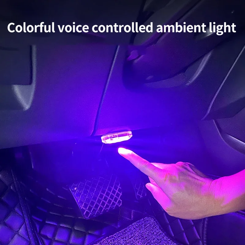 Car Mounted LED Colorful Voice Control Explosion Flash Touch Interior Atmosphere Light Wireless Decoration Induction