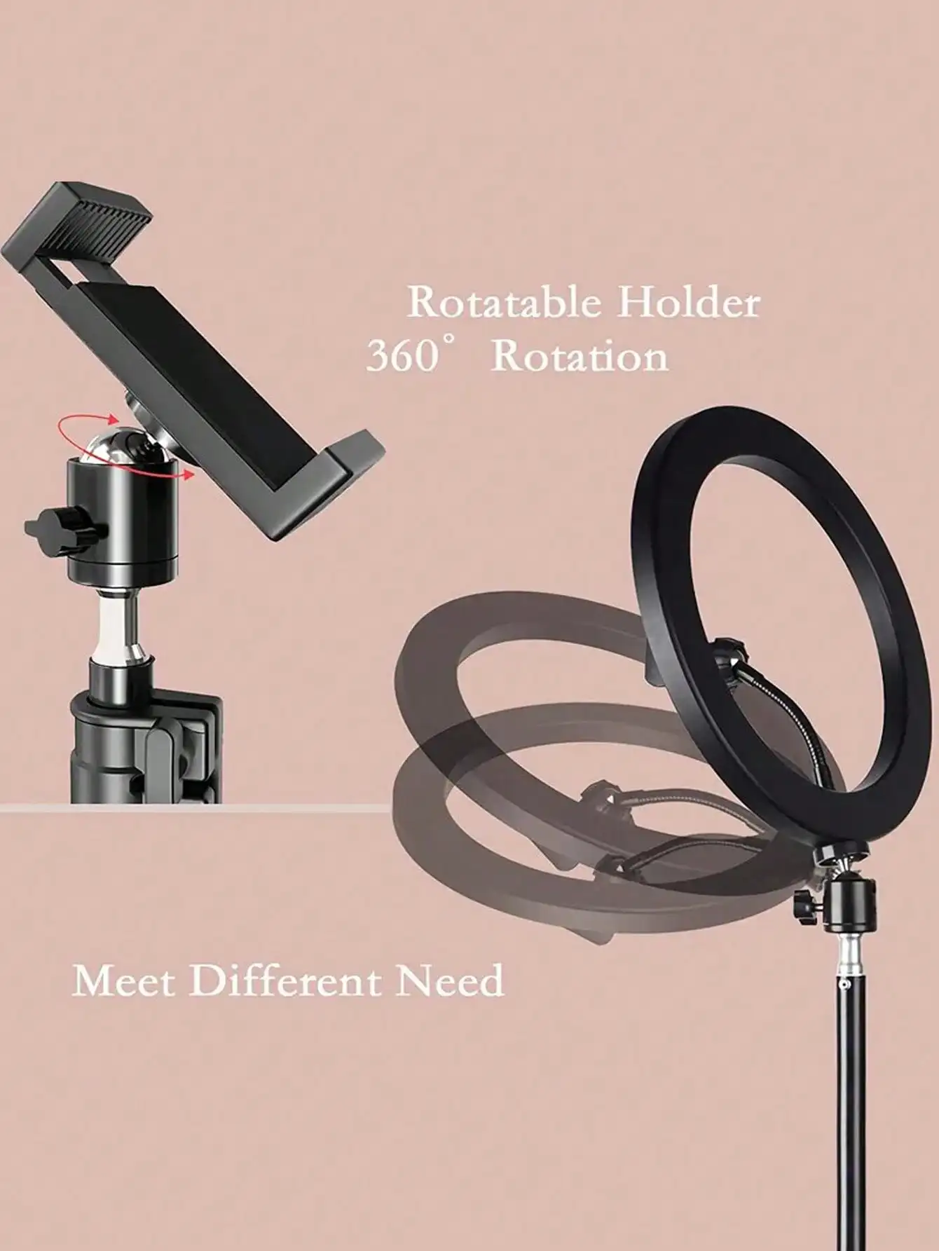 110cm Tripod Stand +O-Clamp With 10-Inch Live Stream Ring Light, Selfie Remote,