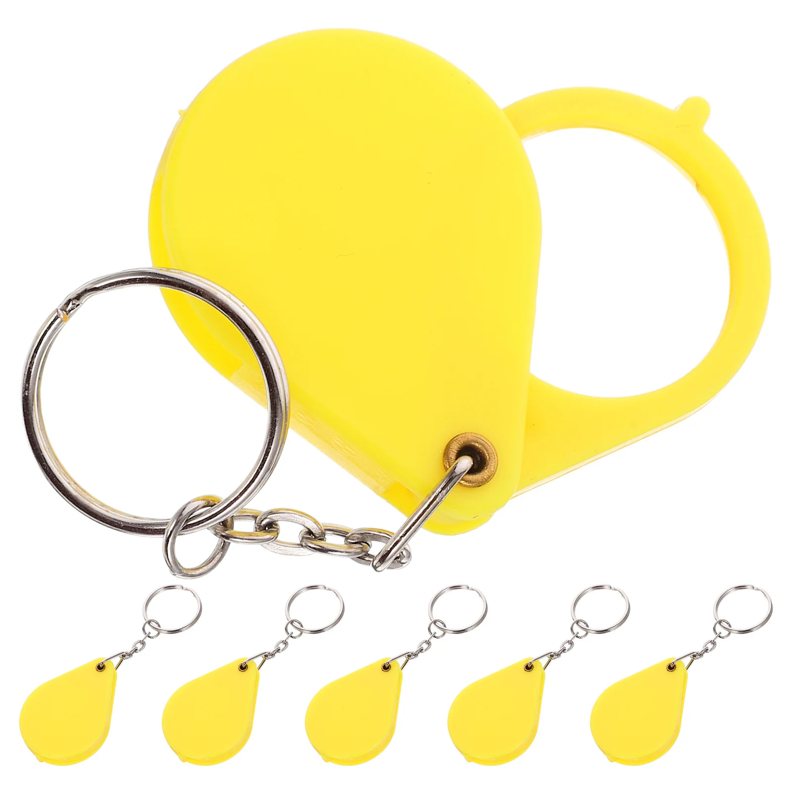 

6pcs Pocket Magnifier Foldable Mini Magnifying Glass Keychain Led Portable Reading Tool For Jewelry Inspection Handheld