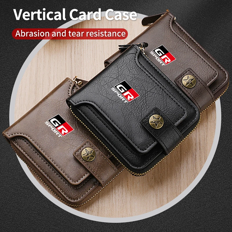 

Car Styling Men's Wallet Card Case Coin Purse Driver's License Holder For Toyota NOAH Yaris C-HR VOXY bZ4X bZ3C X Agya Spade