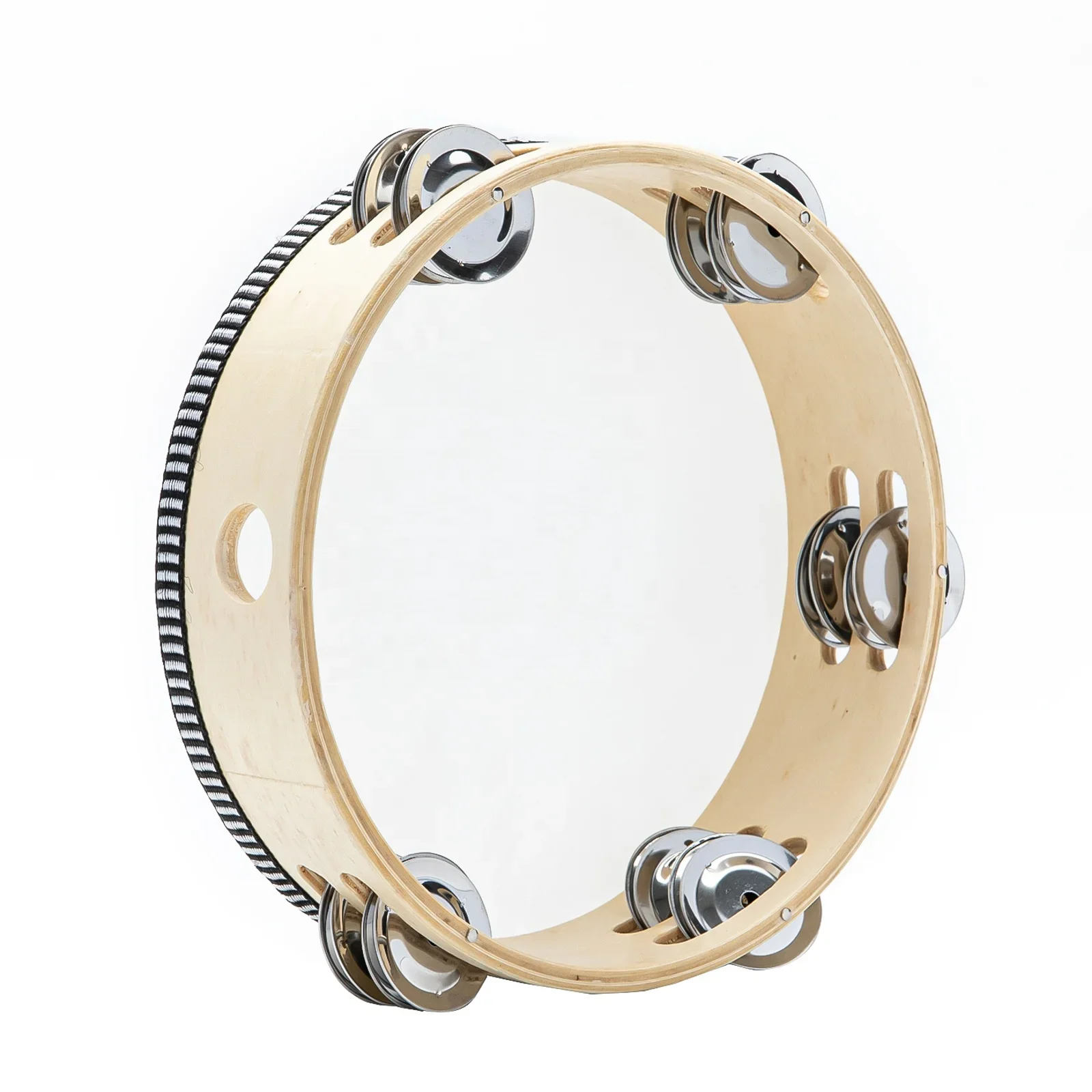 

custom pattern wooden double row bell jingle 8 inch tambourine percussion instrument for church prayer party instrument