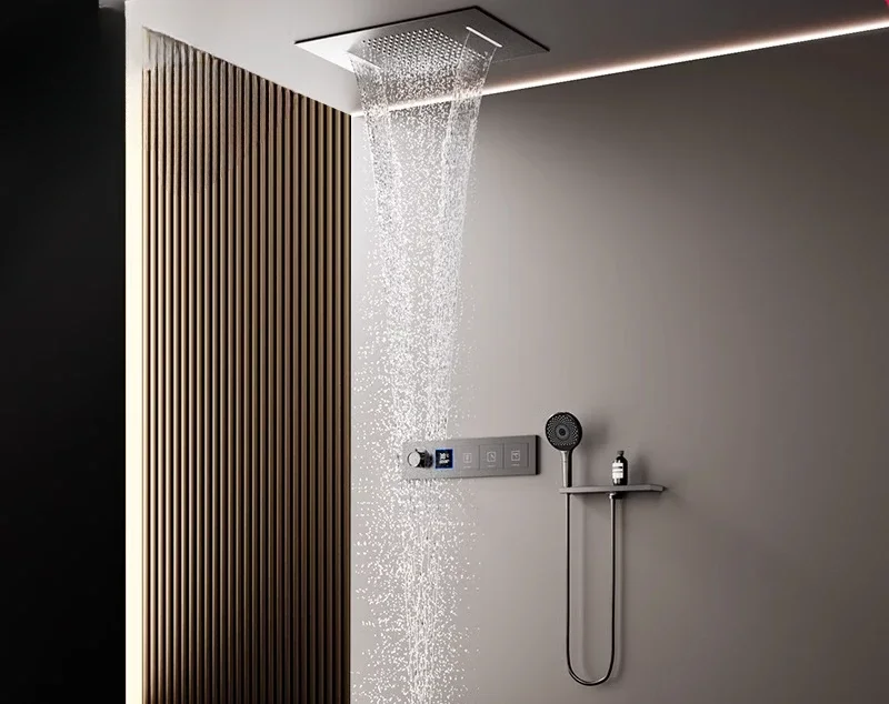 Concealed shower shower into the wall all-copper hot melt pre-embedded household constant temperature digital display