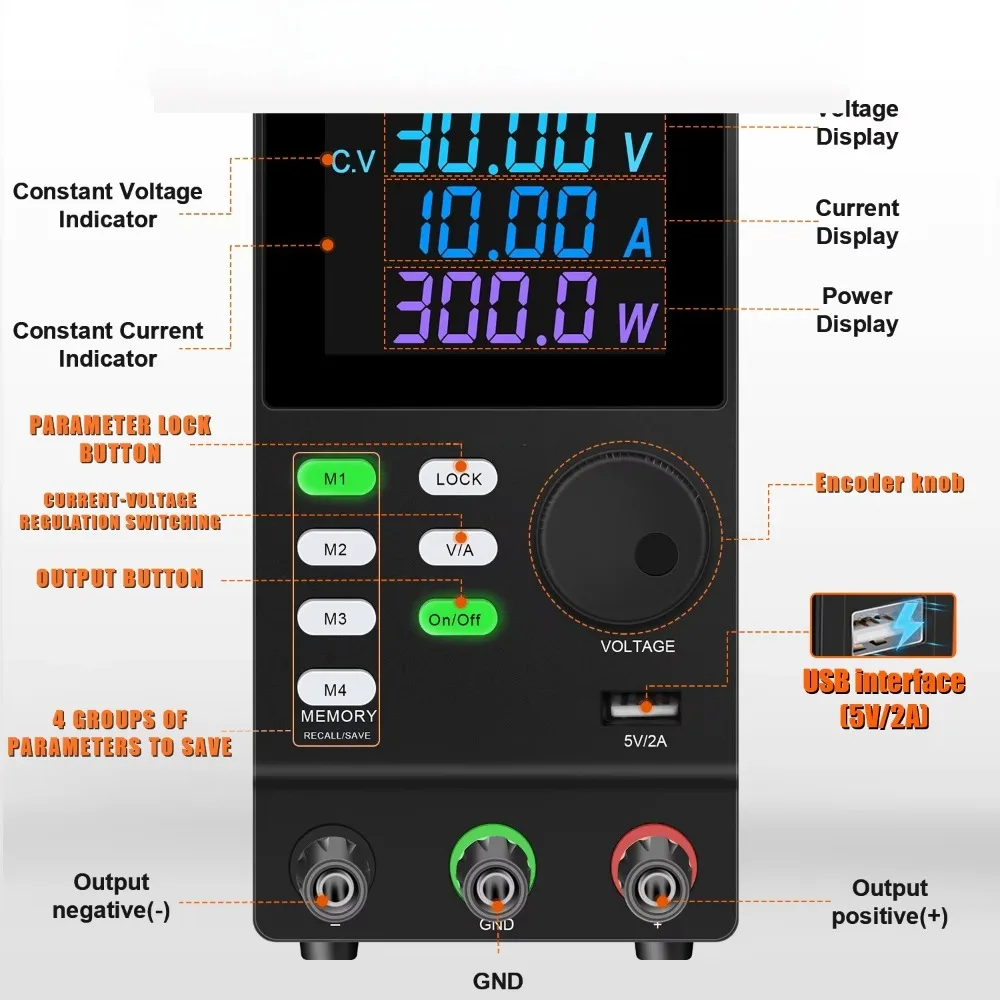 Programmable DC Laboratory Power Supply Adjustable Regulated Bench Variable Power Supplies 200V 300V 30V Memory Storage BCC