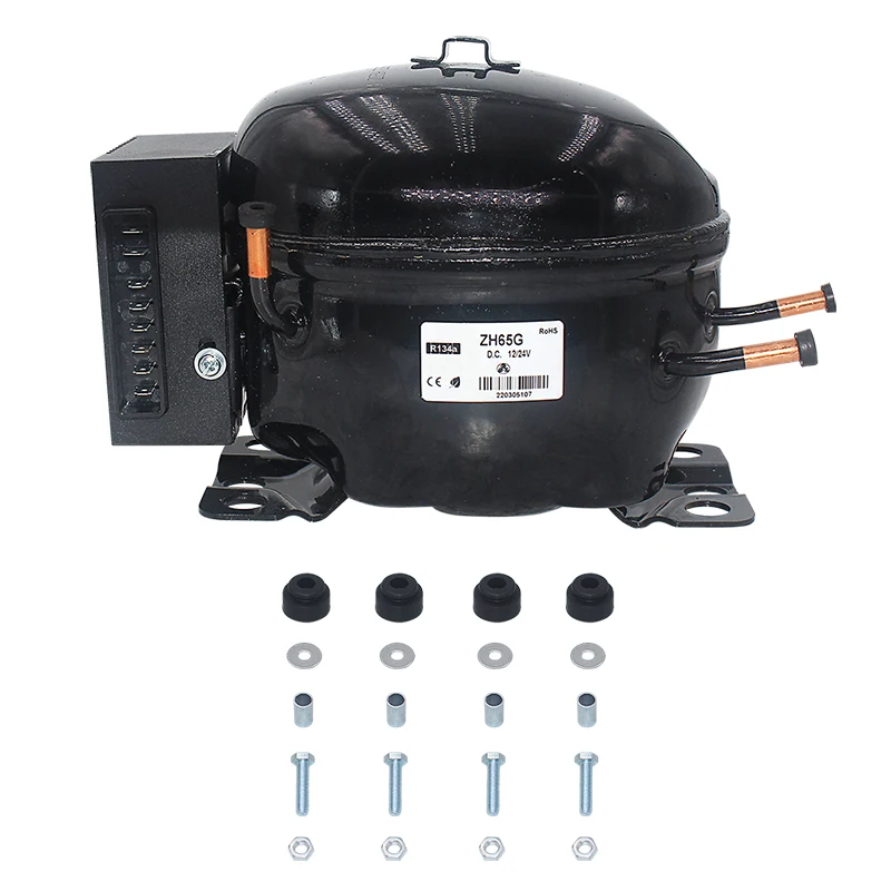 12v 24v dc carro refrigeração compressor de ar geladeira congelador marinho solar qdzh65g r134a