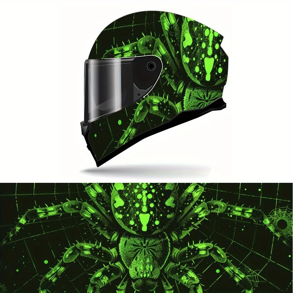 

Fantasy Gothic Green Spider Print Full Helmet Wrap Sticker Motorcycle Helmet Racing Graphic Decal Vinyl Wrap Helmet Decorative S