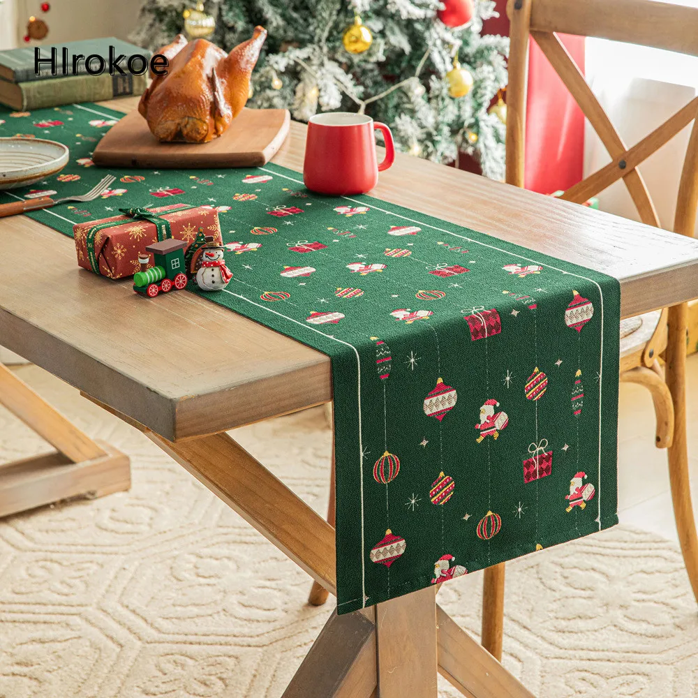 

Christmas Table Flag Placemat Jacquard Table Runner American Atmosphere Decorative Ball Long Dining Table Mat Coffee Table Cover