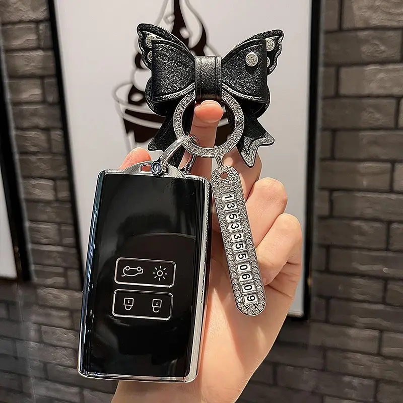 Car Key Case for Renault Megane E-TECH ETECH E-tech 2025 2026 Keychain Remote Cover Shell Housing Ring Holder Fob Accessories
