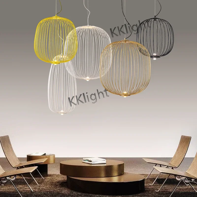 

Modern Remote Spokes LED Pendant Lights Nordic Industrial style Bird Cage Chandelier For Living Room LOFT Kitchen Island Lustre