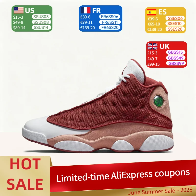 Nike Jordan Air Jordan 13: Tênis de basquete retrô de cano médio, elegantes, macios e responsivos para homens – Laranja e branco DJ5982-601