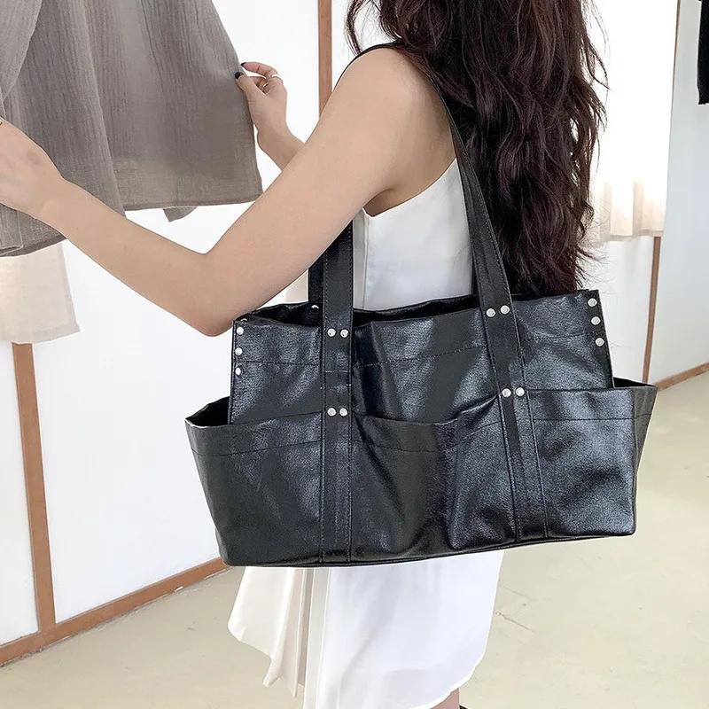 KK  2024 New Multi Pocket Handbag with Large Capacity, Commuting Texture, Spicy Girl Big Bag, First Choice for Outgoing Travel