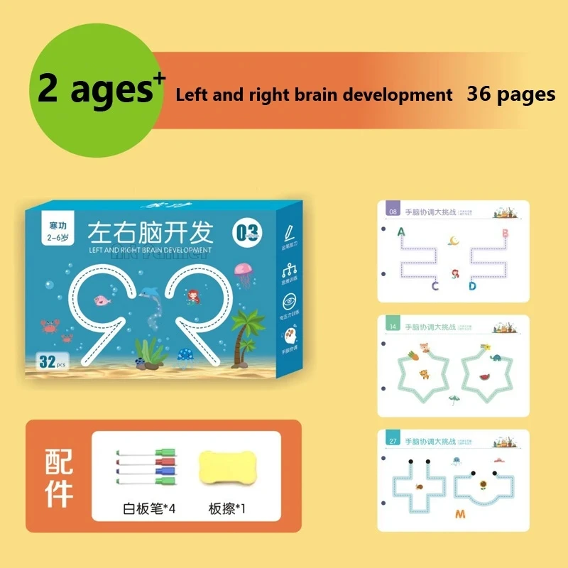 New Children Montessori Drawing Education Magical Tracing Workbook Reusable Magic Practice Copybook Pen Control Training Book