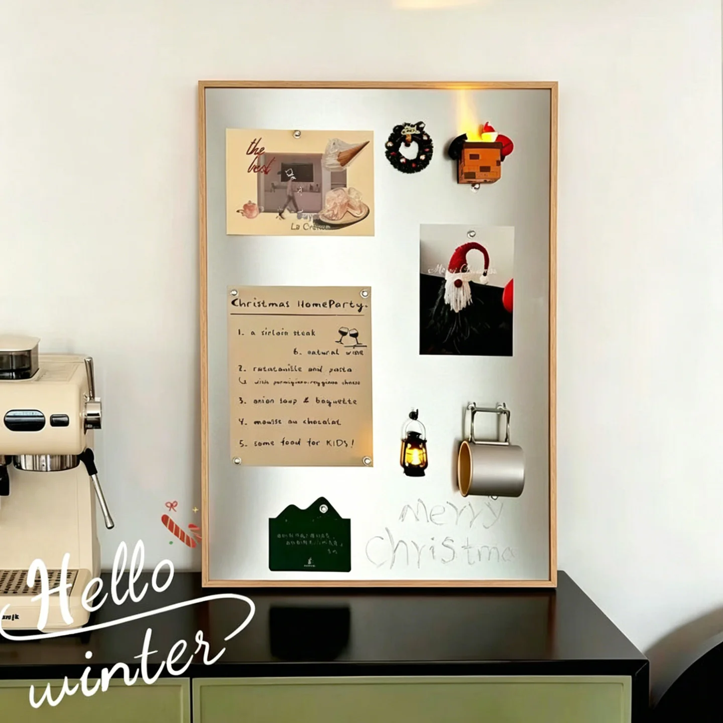 Framed Metal Magnetic Display Board Magnet Photo Collage Bulletin Board Wall & Desktop Decorative Memo Board Replace Cork Pin Bo