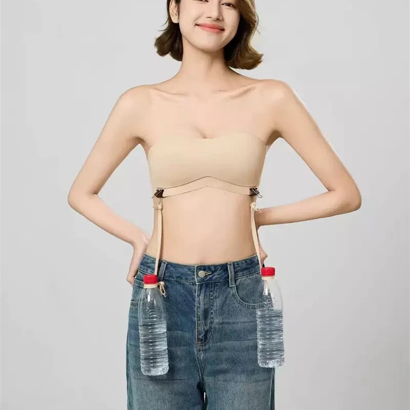 Ropa interior sin tirantes, antideslizante, antiligera, sin rastro, sin anillo de acero, cuello Halter, parte de atrás bonita, sujetador Invisible