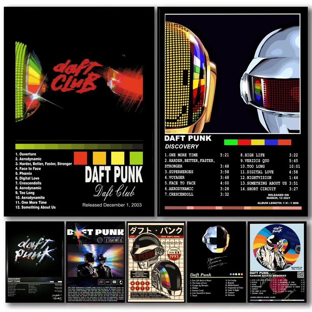 Music Group D-Daft P-Punk Poster Decorative Stickers Wall Art Mural Photo Design for Home Living Room Hallway Decoration